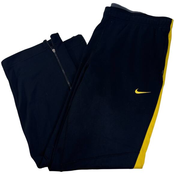 Nike Men XL Livestrong Sweatpants Zip Cuff Yellow Line Wide Leg Baggy y2k Jogger - Picture 1 of 13